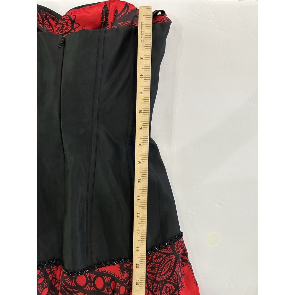 Vintage Red Black Gothic Corset Top Dress‎ Y2K Silk Witchy Vamp Prom Hoco Size 4 - Picture 15 of 16